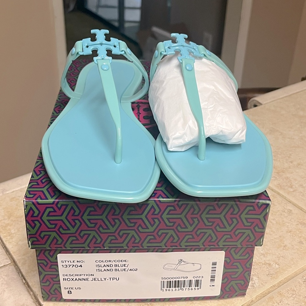 NWT Tory Burch Island Blue Roxanne Jelly Sandals